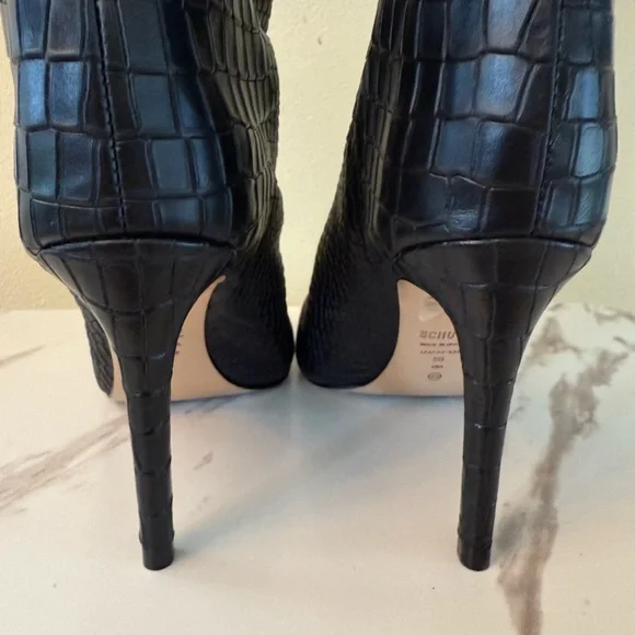 Schutz Maryana Black Croc Knee High Boots, NWOB, Size 5 - Picture 7 of 11